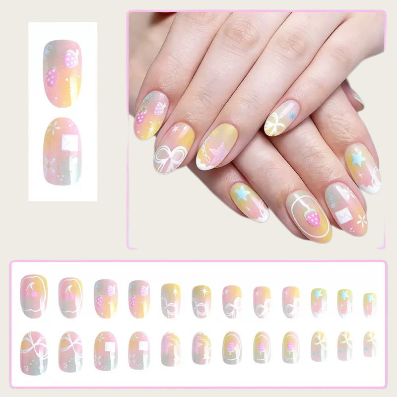 Creative artificial nails with colorful designs Bowlift