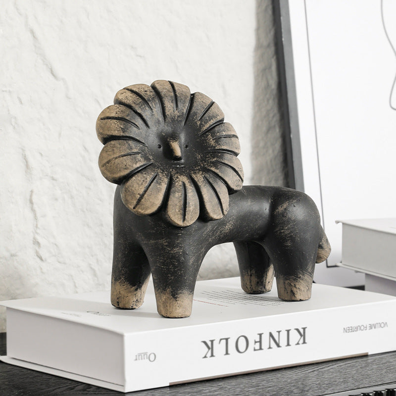 Artistic Lion Figurine Sculpture