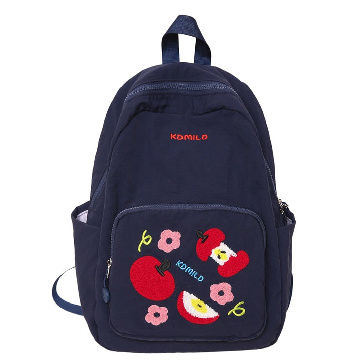 Casual Embroidered Apple Print School Backpack Bowlift