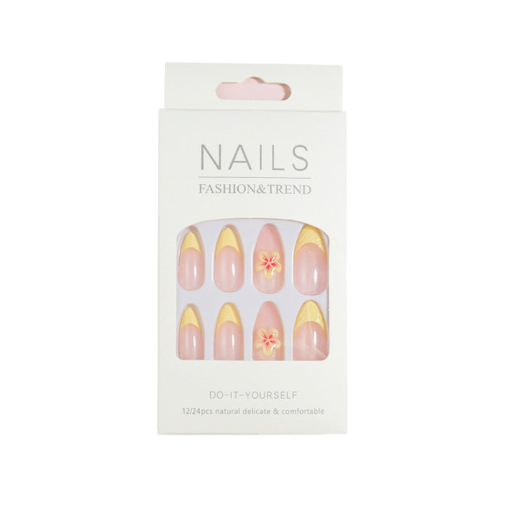 Floral Accent Press-On Nail Set Bowlift