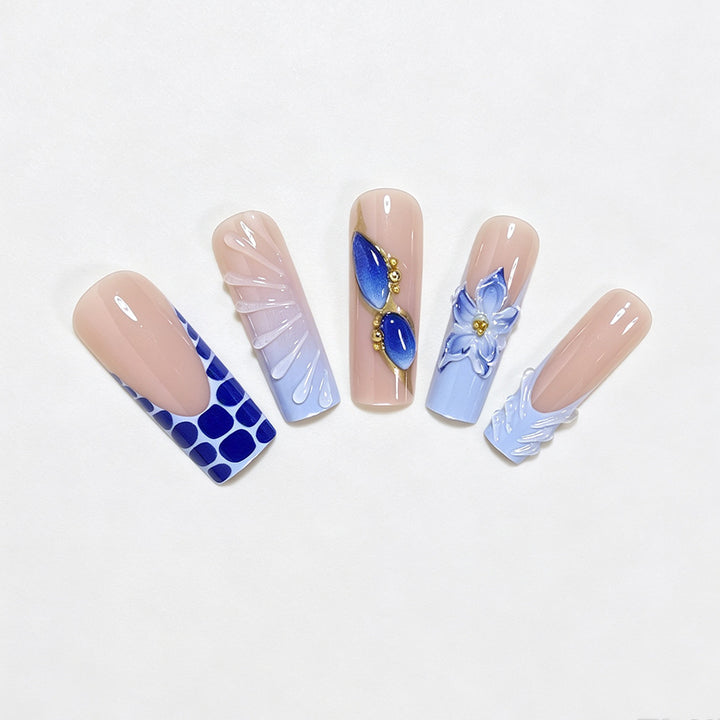 Artistic Long Acrylic Nail Design Bowlift