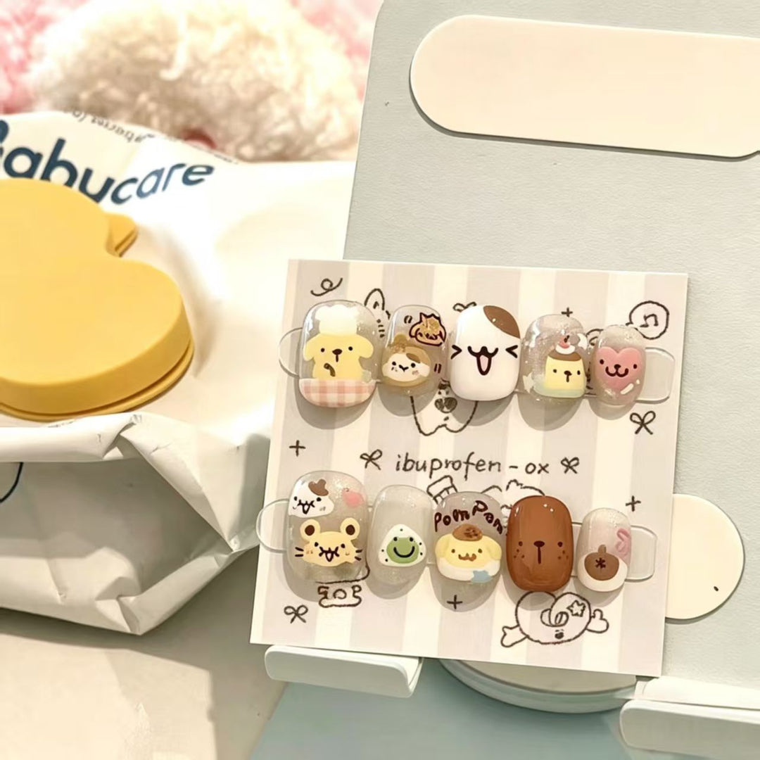 Cute Character Press-On Nail Art Set Bowlift