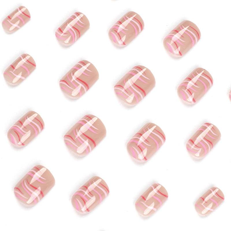 Artful Gel Nails with Elegant Wave Pattern Bowlift