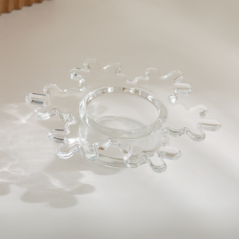 Snowflake-Shaped Glass Tealight Candle Holder Bowlift