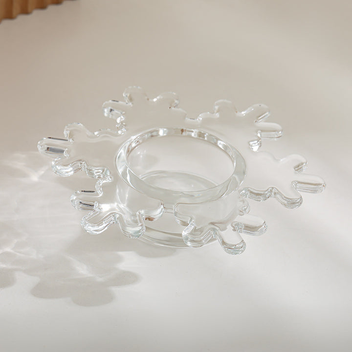 Snowflake-Shaped Glass Tealight Candle Holder Bowlift