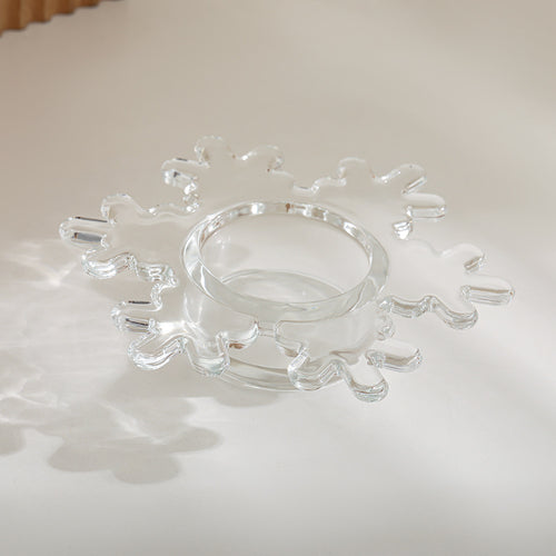 Snowflake-Shaped Glass Tealight Candle Holder Bowlift