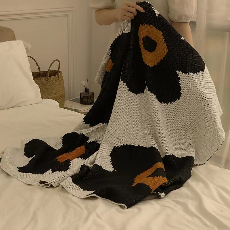 Floral Patterned Knit Throw Blanket