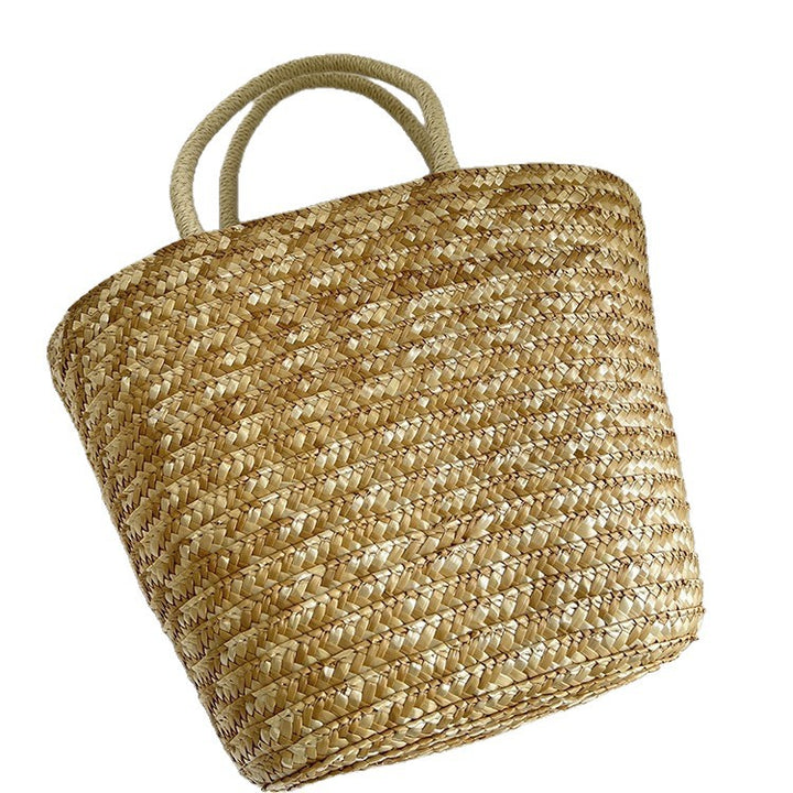 Handmade straw bag with colorful lemon motif Bowlift