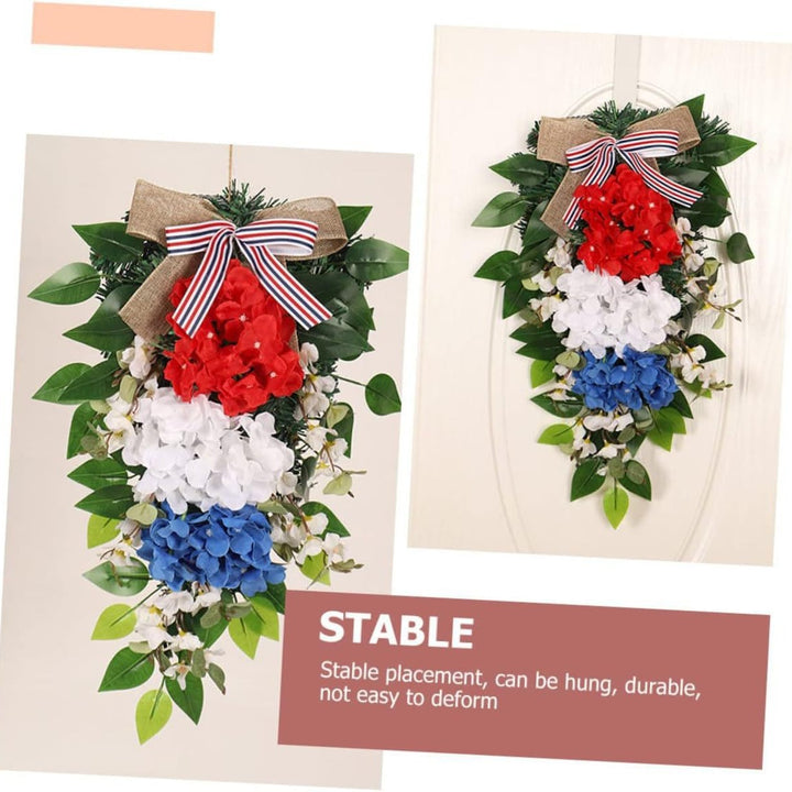 Women Decorative Wall Wreath with Colorful Artificial Flowers and Bow Bowlift
