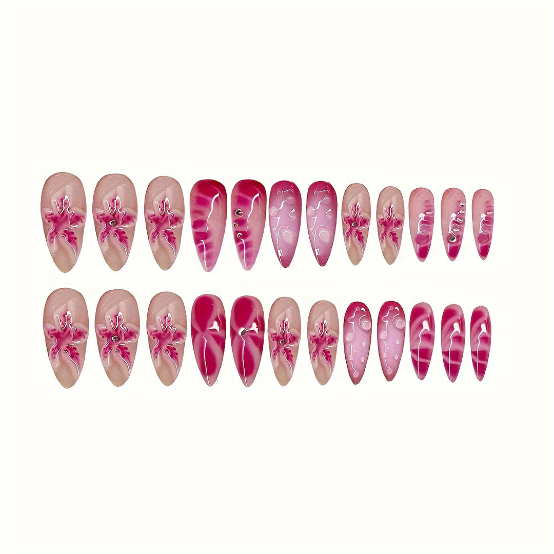 Decorative Press-On Nail Set Bowlift