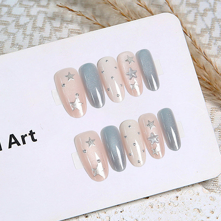 Acrylic nail set with sparkling star designs Bowlift