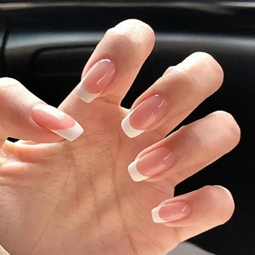 Acrylic nail set with elegant French design and glossy finish Bowlift