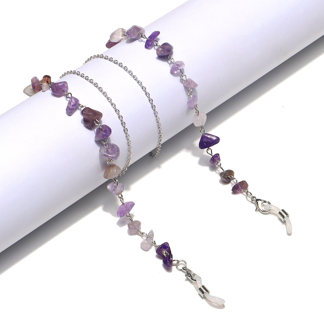 Natural Amethyst Crystal Eyewear Chain Bowlift