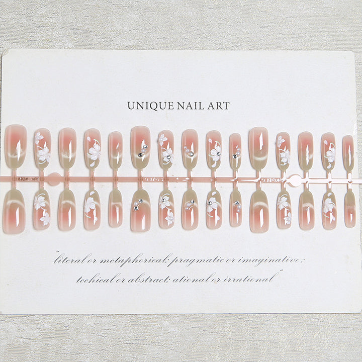 Artificial nail set with elegant floral accents Bowlift