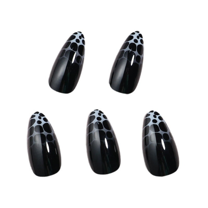 Artistic Press-On Nail Set with Geometric Design Bowlift