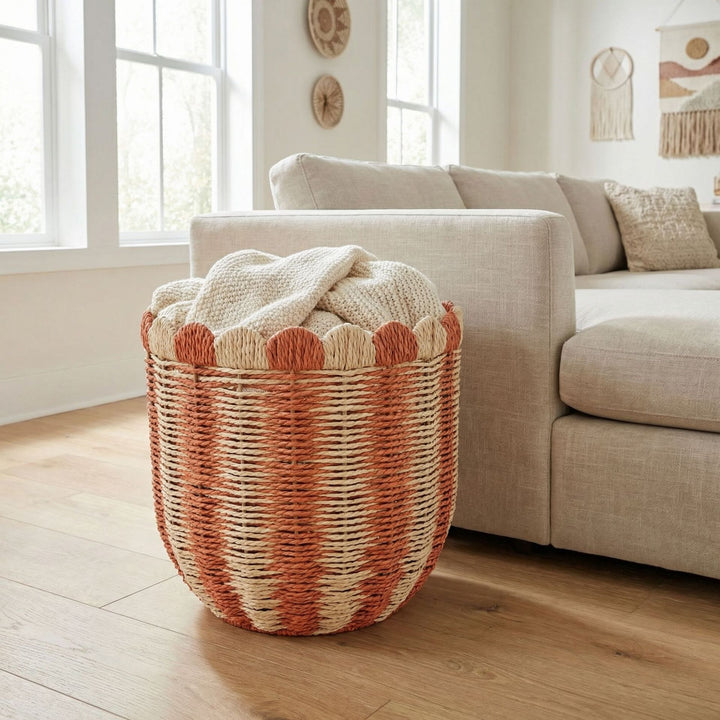 Decorative Scalloped Woven Storage Box Bowlift