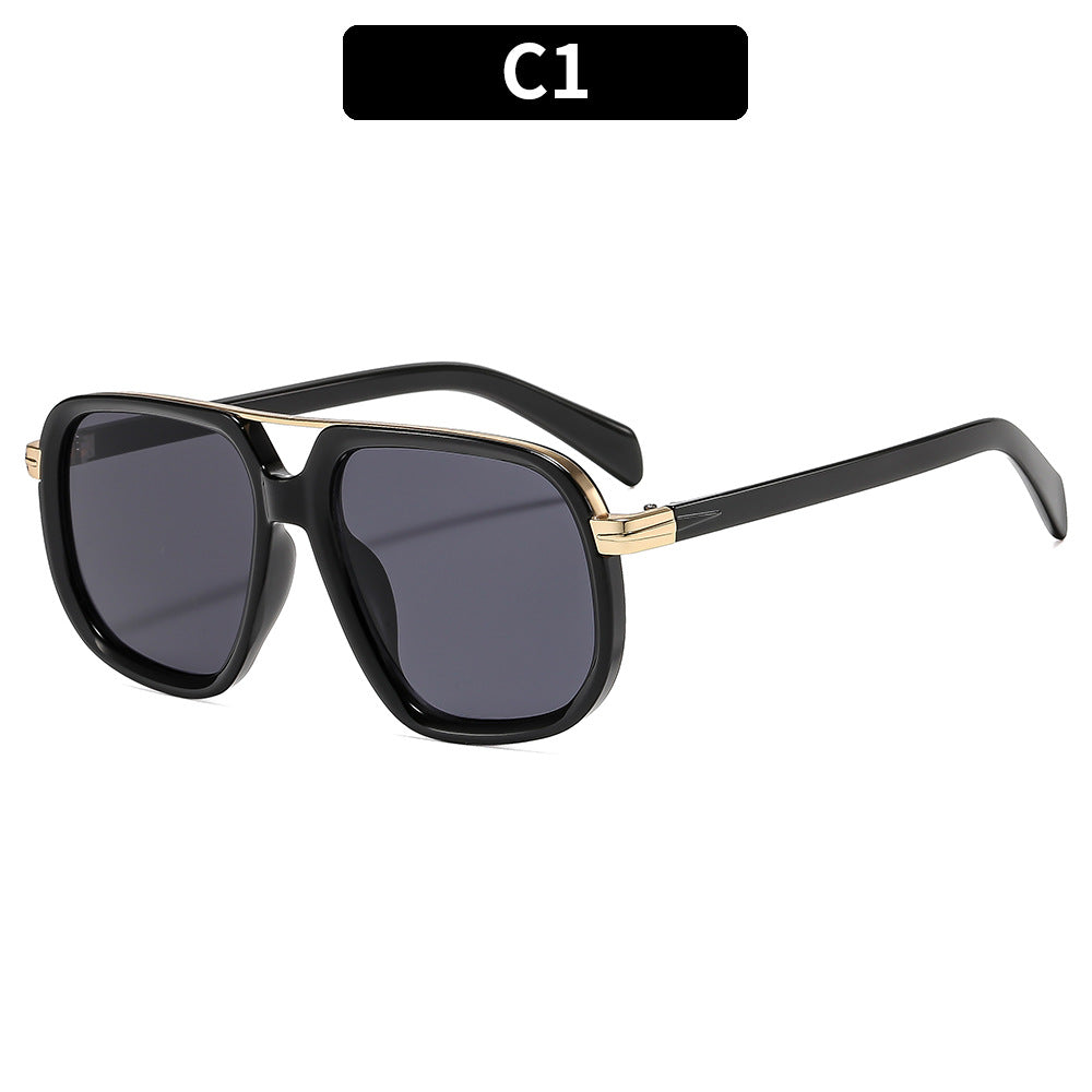 Oversized Square Frame Sunglasses with Elegant Acetate Arms
