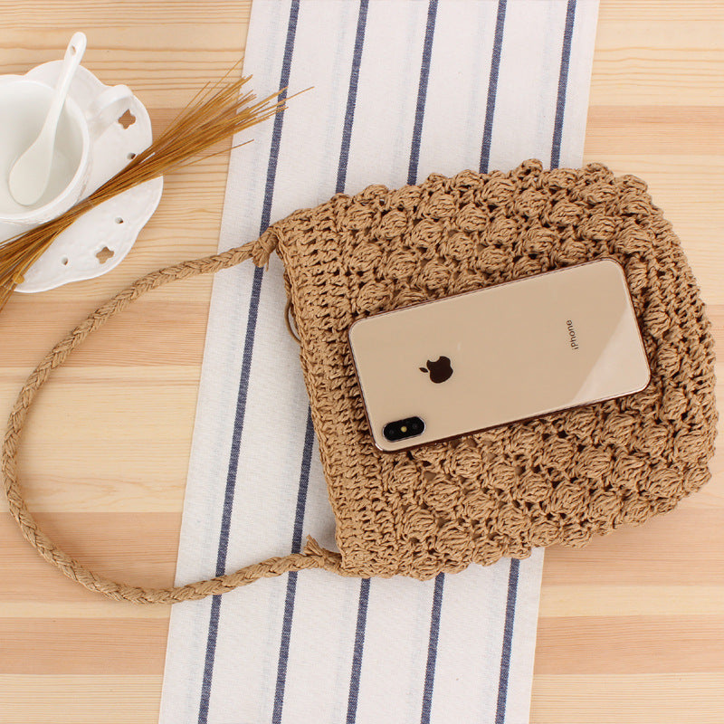 Hand-knotted bucket bag with textured surface Bowlift