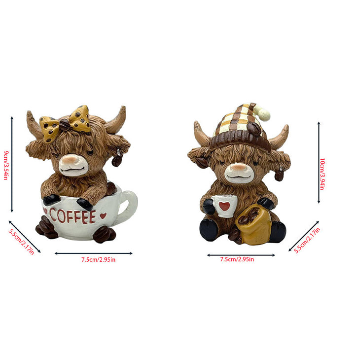 Decorative figure of a Highland cow with accessories Bowlift