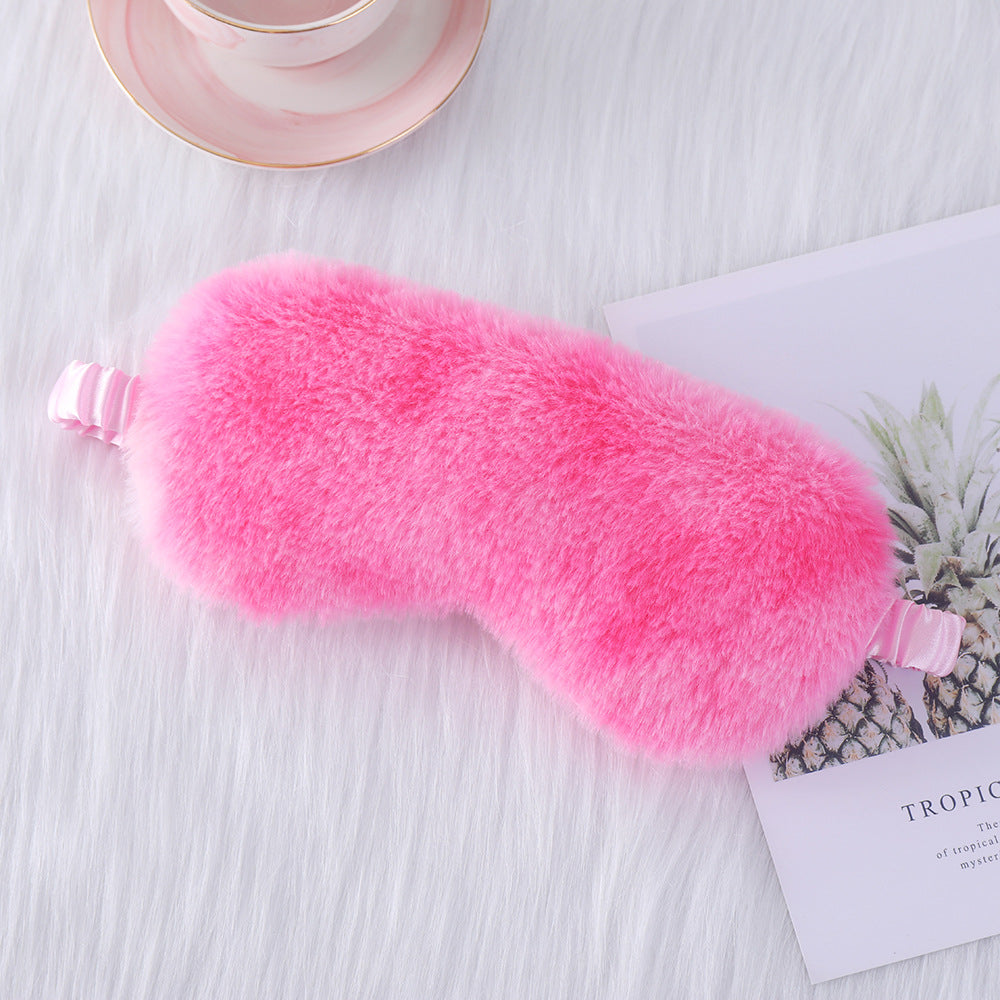 Women's cozy sleep mask made of plush with adjustable elastic band and lightproof inner lining Bowlift