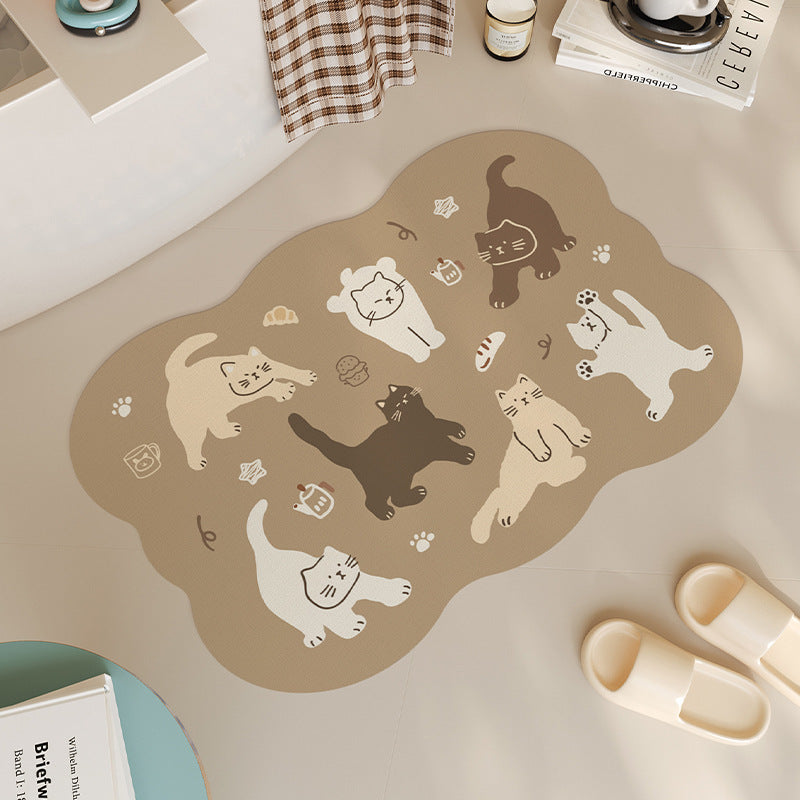 Playful Cat-Themed Bath Rug  1786983244