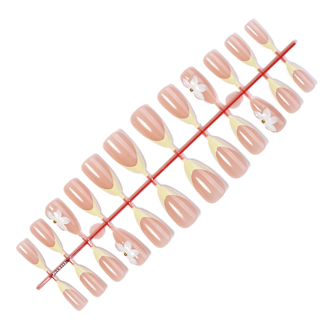 Nail art set with elegant flower decorations and luxurious color gradient Bowlift