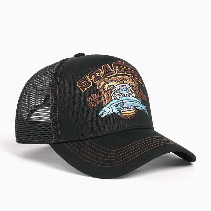 Women Trucker Cap with large embroidery design Bowlift