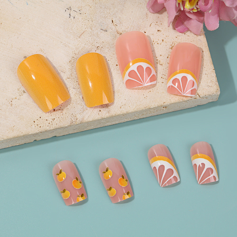 Artificial Nail Set with Fruity Lemon Design Bowlift
