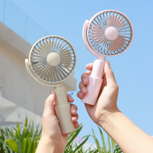 Ladies Portable Hand Fan with Ergonomic Grip and Rotatable Head Bowlift
