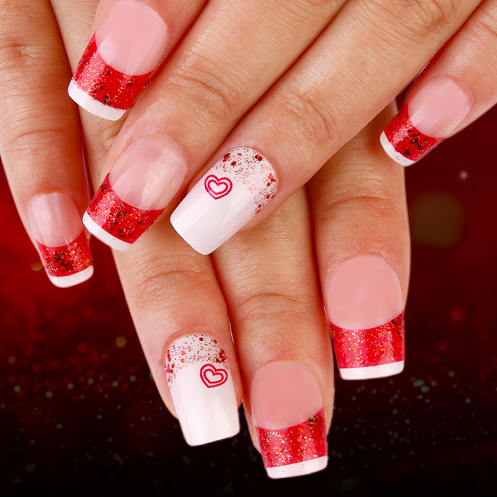 Romantic Glittery Press-On Nail Art Set Bowlift