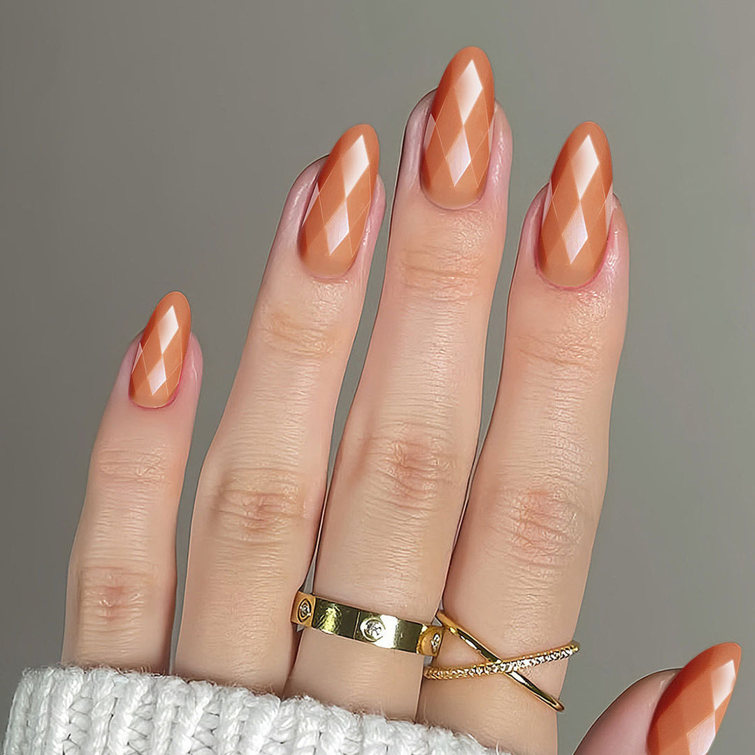 Premium Glossy Diamond-Shaped Press-On Nails Bowlift