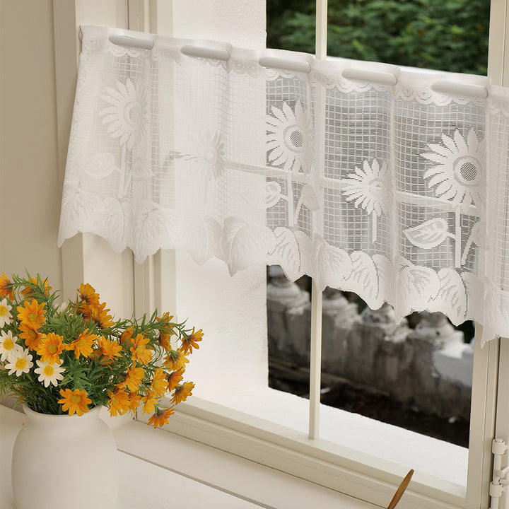 Elegant Floral Lace Window Curtain Set