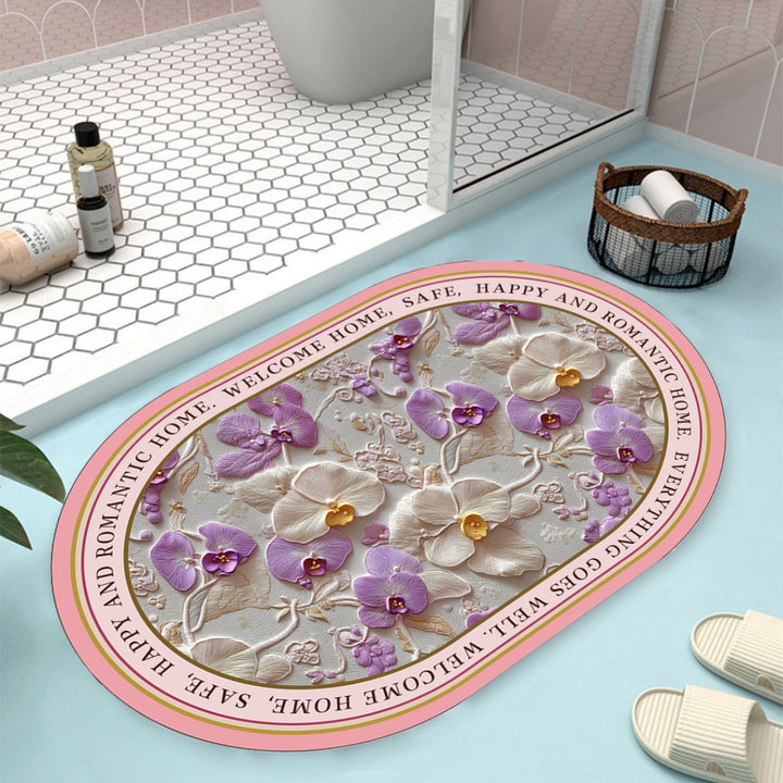 Floral Design Bath Mat Bowlift