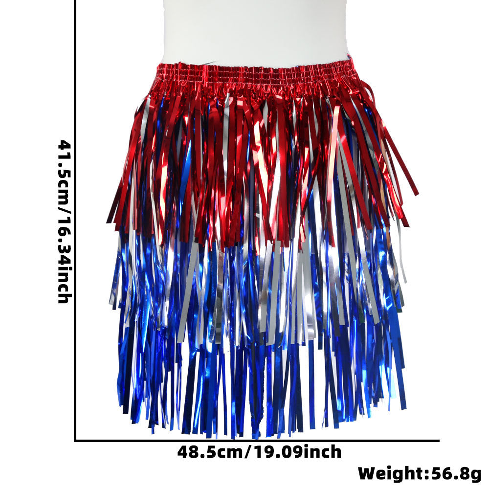 Women's nan metallic foil fringe hula skirt with elastic waistband party costume Bowlift