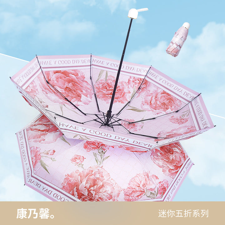 Ladies Foldable Umbrella with Reversed Design Bowlift