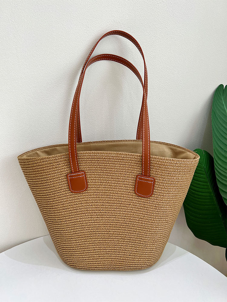 Classic straw bag with leather accents Bowlift