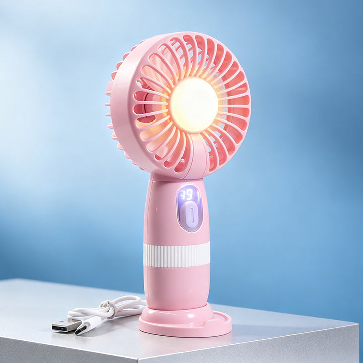 Women's portable mini fan with built-in LED light Bowlift
