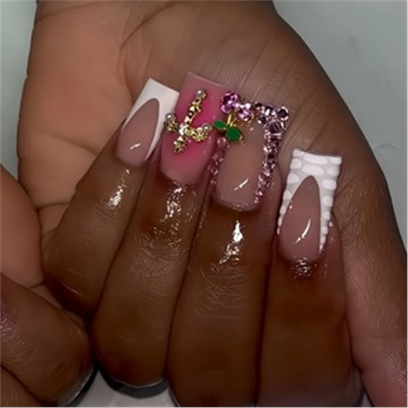 Artistic Press-On Nail Set with Premium Embellishments Bowlift
