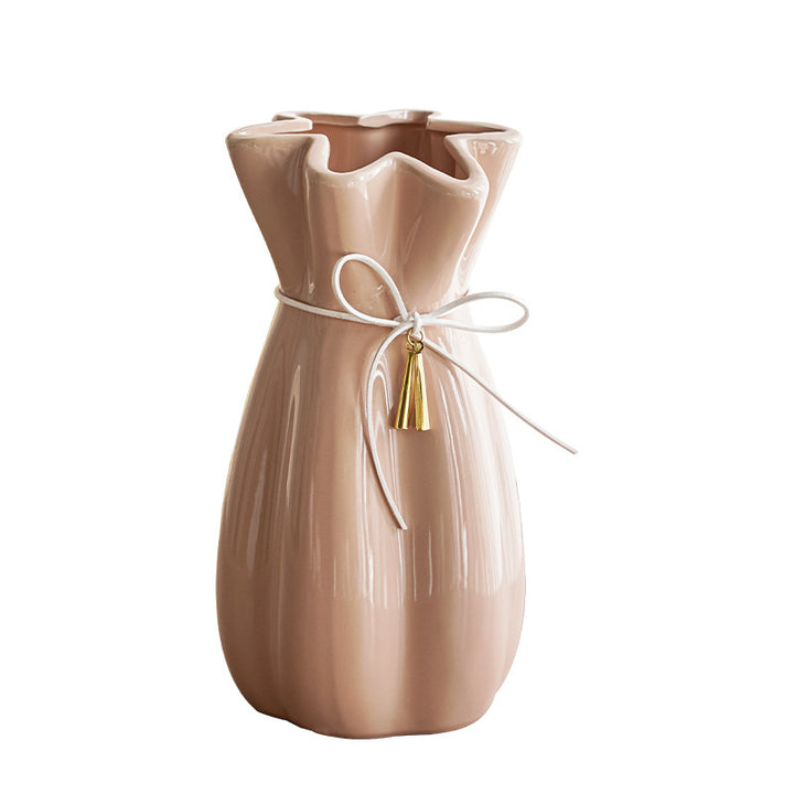 Artistic ceramic vase with decorative bow decoration Bowlift