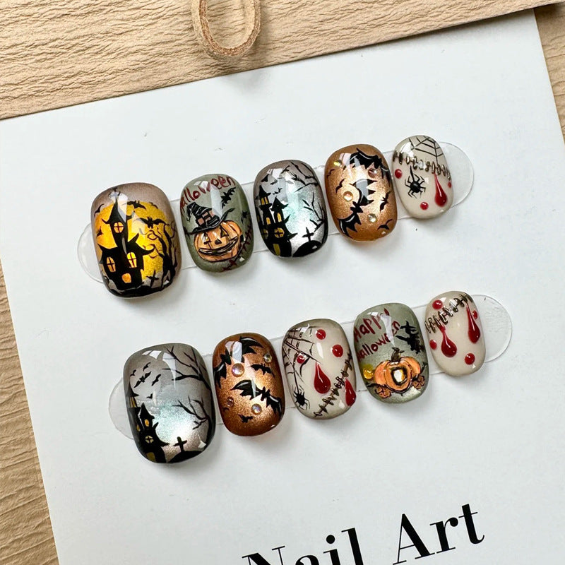 Elegant Long Press-On Nails Set with Artistic Tips Bowlift