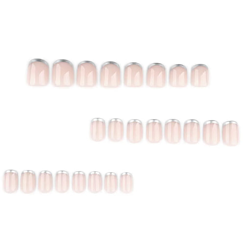 Acrylic Nail Set with Elegant French Design and Shiny Accents Bowlift