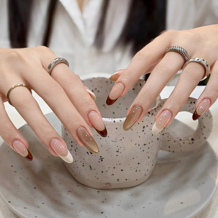 Almond-Shaped Press-On Nails with Elegant Gradient Design Bowlift