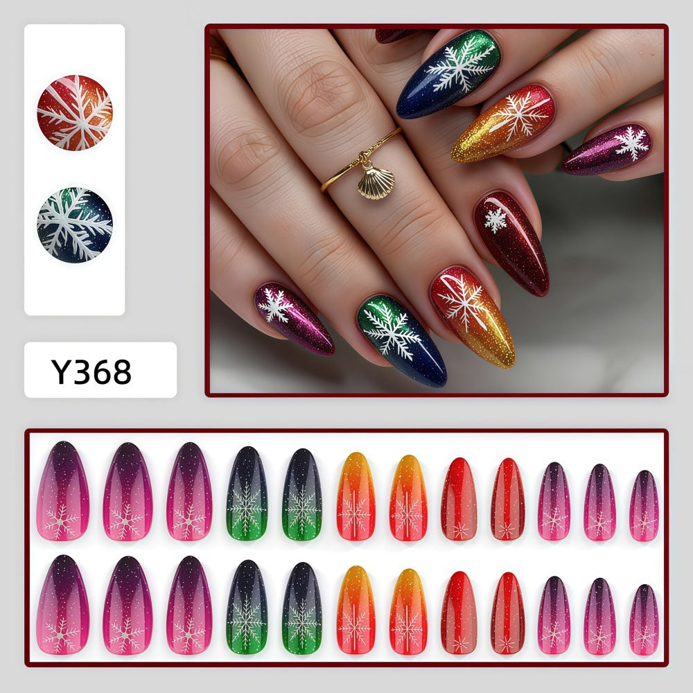 Artificial nails with sparkling snowflake design Bowlift