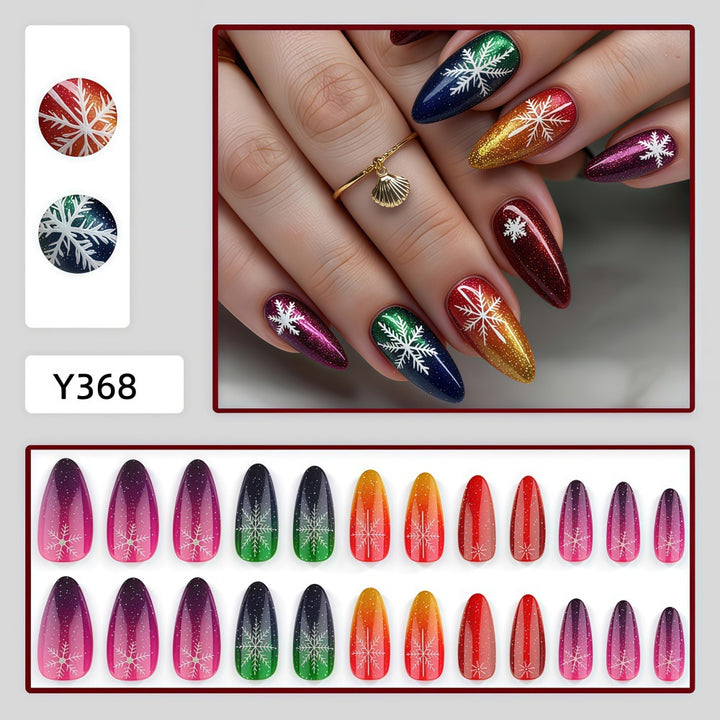 Artificial nails with sparkling snowflake design Bowlift