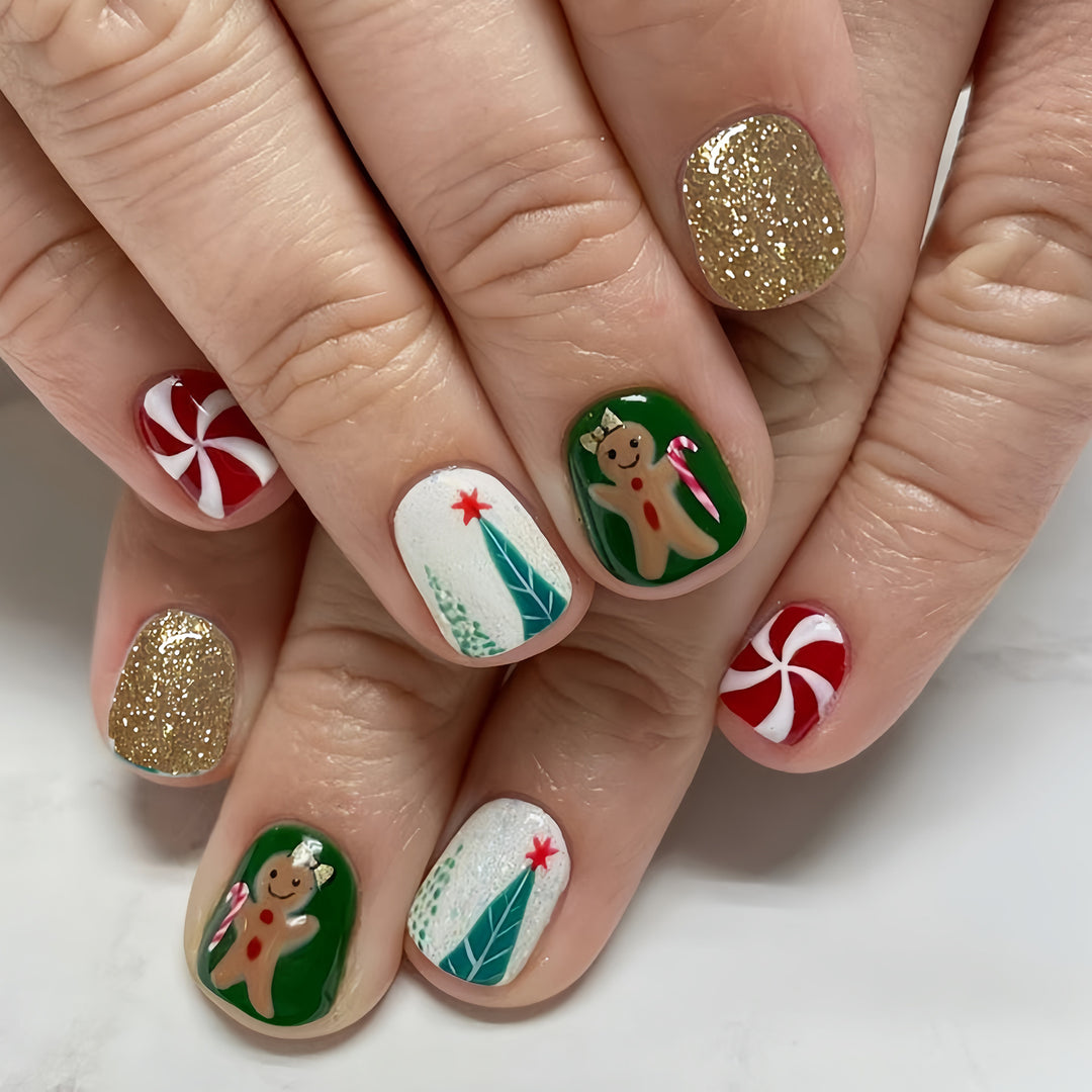 Decorative Holiday-Themed Press-On Nails Bowlift
