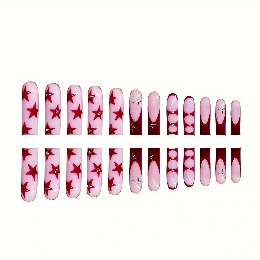 Star-Accent Press-On Nail Art Bowlift