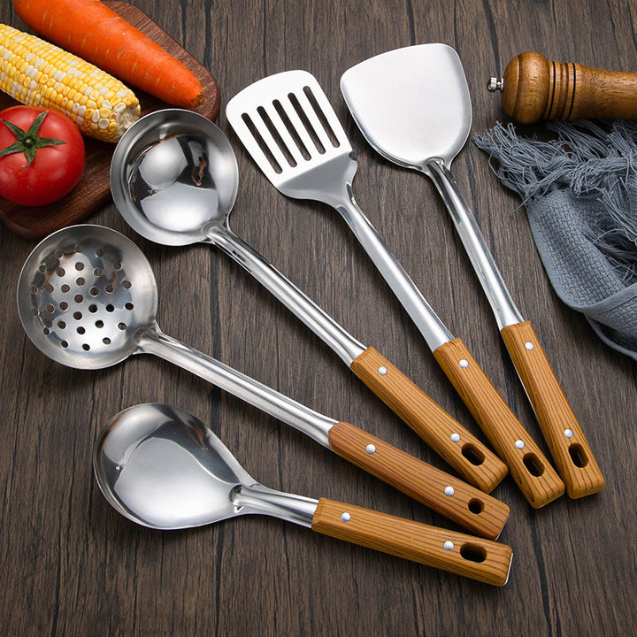 Slotted stainless steel turner spatula with ergonomic wooden handle Bowlift