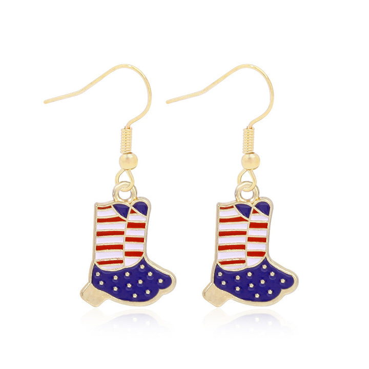 Women's lightweight star earrings with enamel flag design and fishhook Bowlift