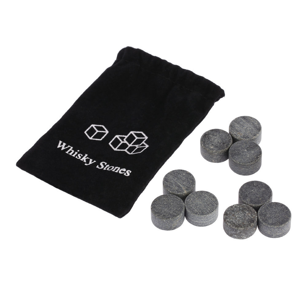 Reusable Whiskey Chilling Stone Cubes with Velvet Drawstring Pouch Bowlift