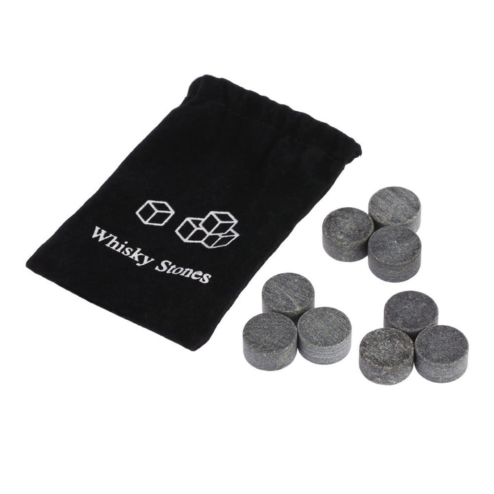 Reusable Whiskey Chilling Stone Cubes with Velvet Drawstring Pouch Bowlift